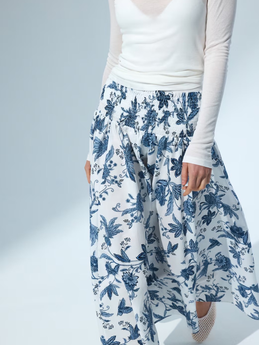 H&M Maxi Skirt with Blue Floral Print